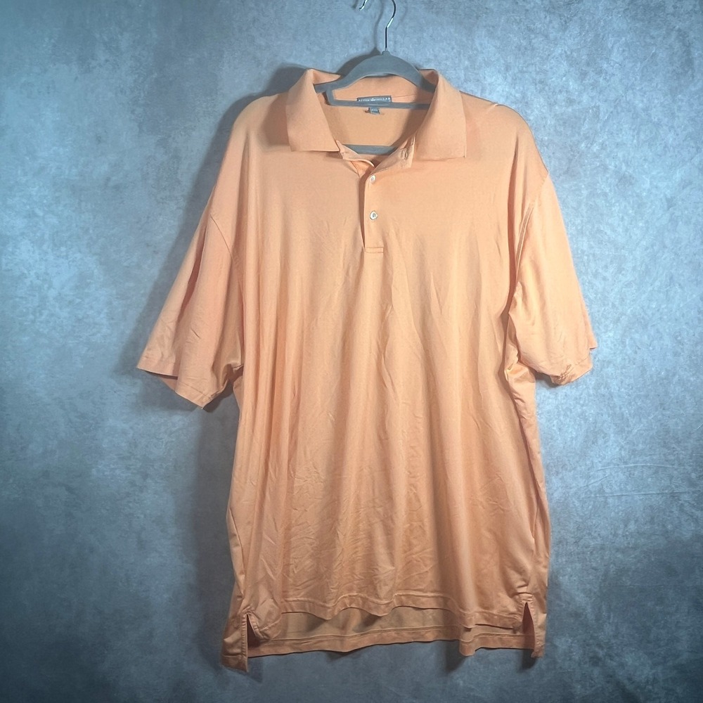 Peter Millar Summer Comfort Polo Shirt Mens Size 2XL Orange Short Sleeves Golf